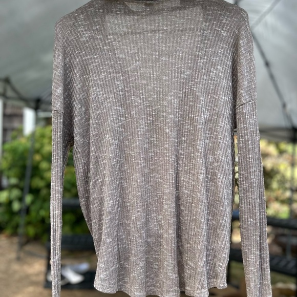 Tan/Brown Choker V Neck Long Sleeve - Picture 5 of 7